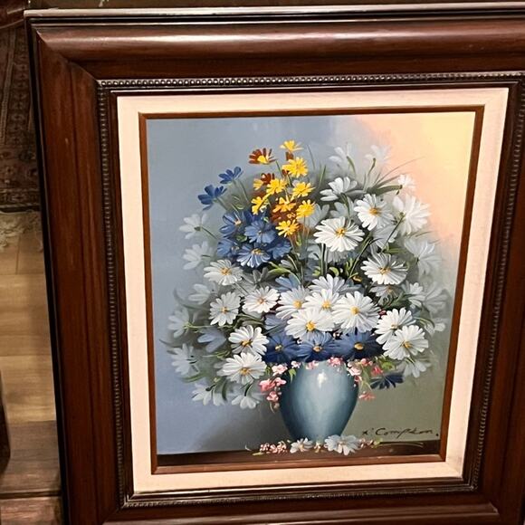 Vintage Art Original Oil Painting Signed by R. Compton And Framed 19